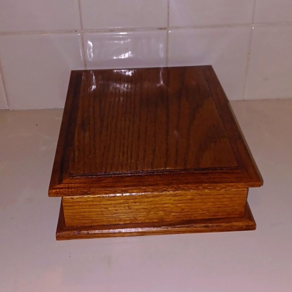 Vintage Wooden Padded Jewelry Box 7.5 W X  9.5 L
